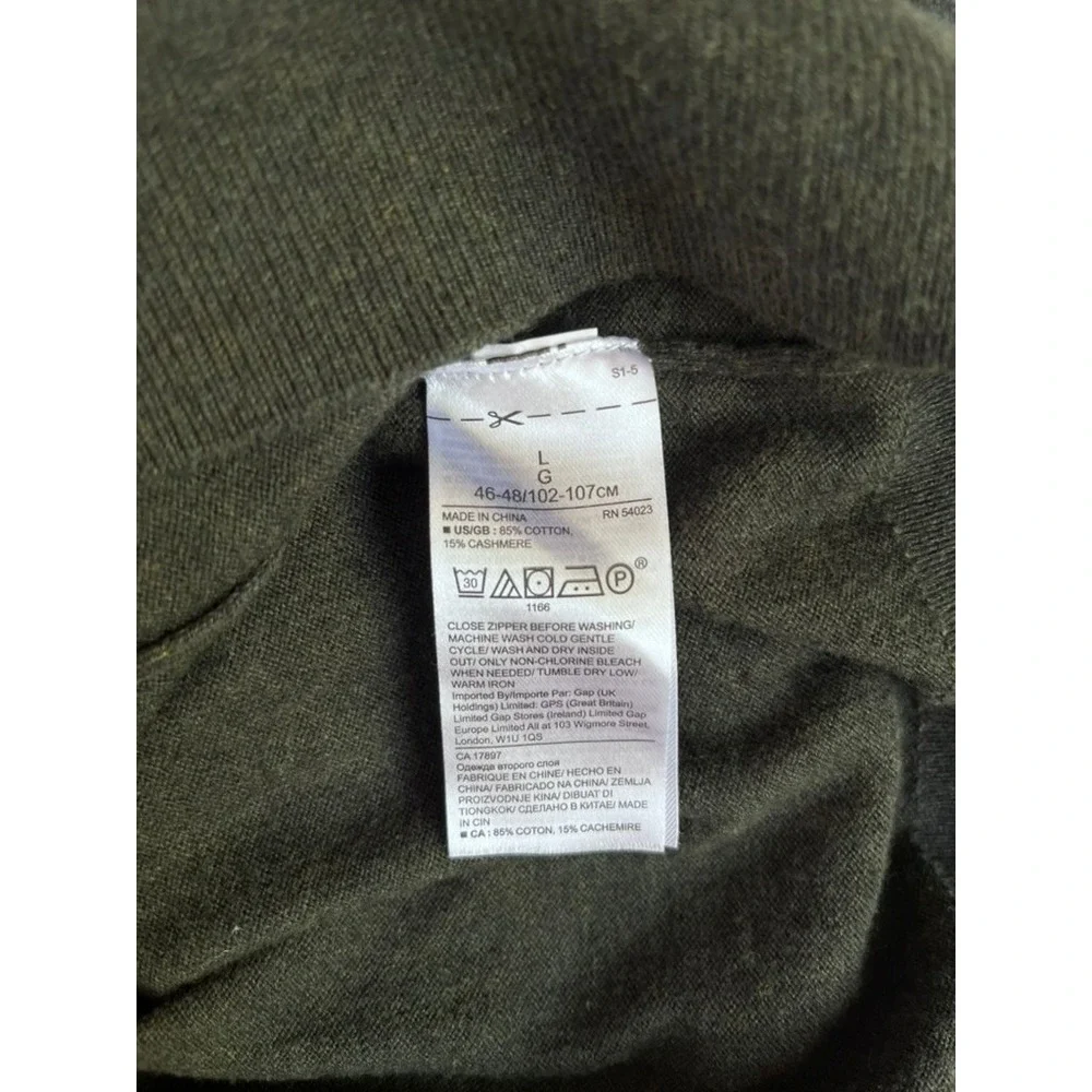Banana Republic Men's 1/4 Zip Sweater Cotton Cashmere in Green size large